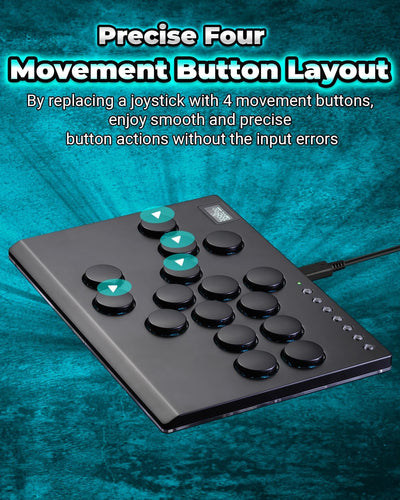 Arcade Stick, M16 Metall Arcade Controller mit Turbo und benutzerdefiniertem RGB, Arcade Fight Stick