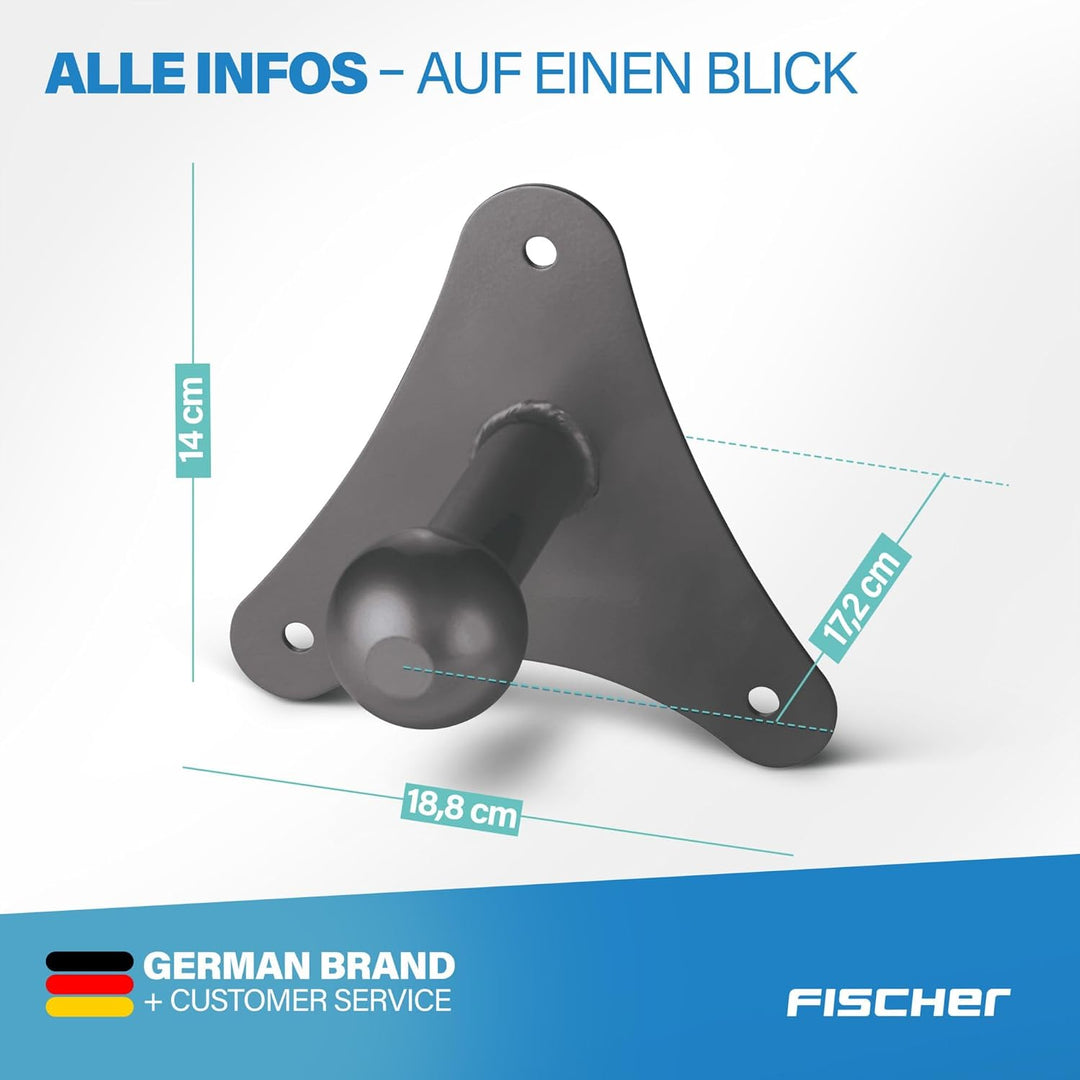 FISCHER Wandhalterung für Kupplungsfahrradträger, Fahrrad-Auto-Zubehör, 50kg belastbar, Silber