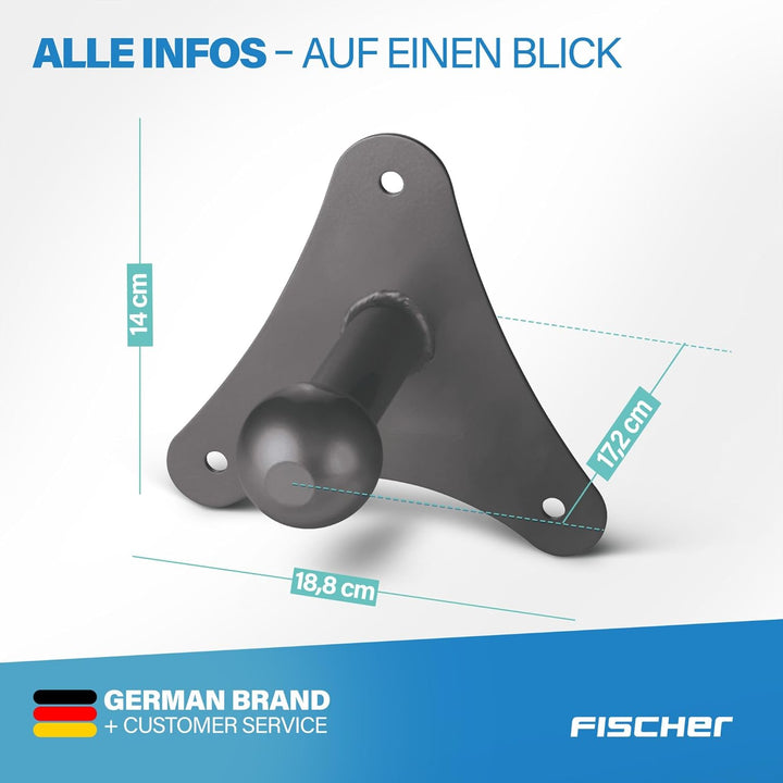 FISCHER Wandhalterung für Kupplungsfahrradträger, Fahrrad-Auto-Zubehör, 50kg belastbar, Silber