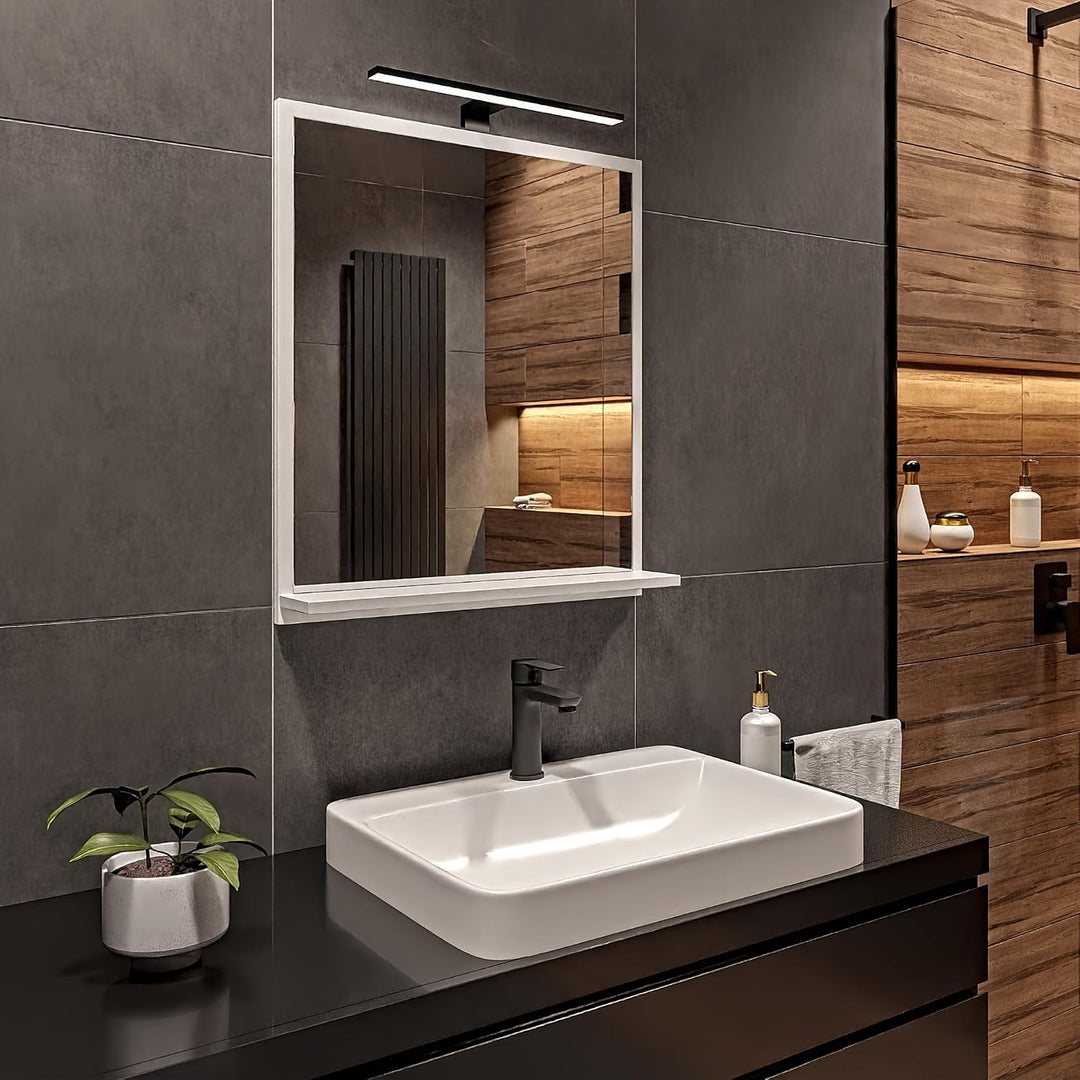 Weiss Badspiegel mit Beleuchtung 4000 K IP44 H:70 x B: 60 cm - Bathroom Mirror - Moderner Badezimmer
