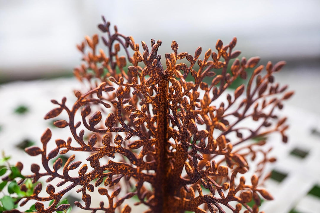 Bornhöft Metall Rost Gartendeko Edelrost rostige Garden Rost Deko Baum Lebensbaum Tischdeko Rostopti