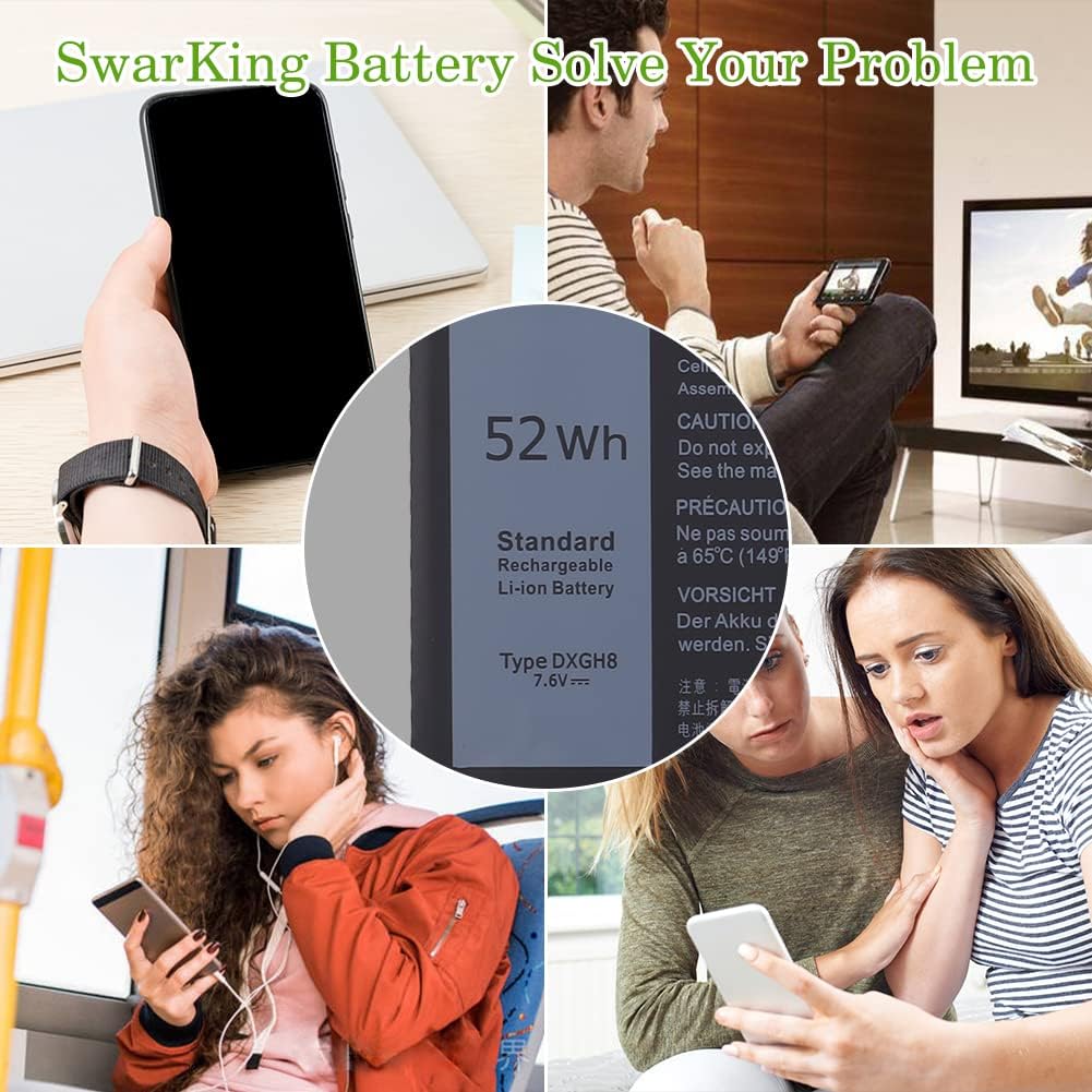 SwarKing Ersatz Akku DXGH8 Kompatibel mit Dell XPS 13 9370 9380 Inspiron 13 7390 7391 Latitude 3301
