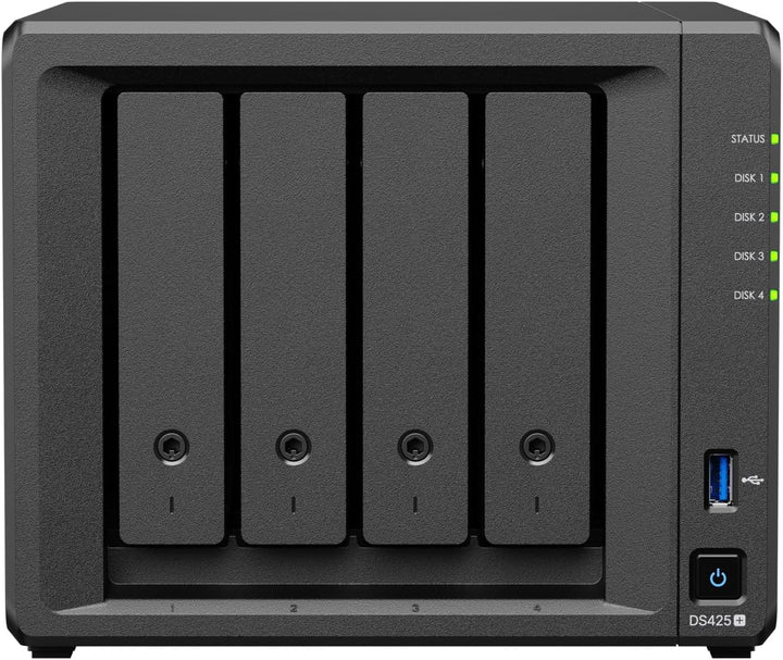 DS425+ 4-Bay Synology NAS – 3 Jahre Garantie, kompakte Speicherlösung mit integriertem 2,5 GbE-Port
