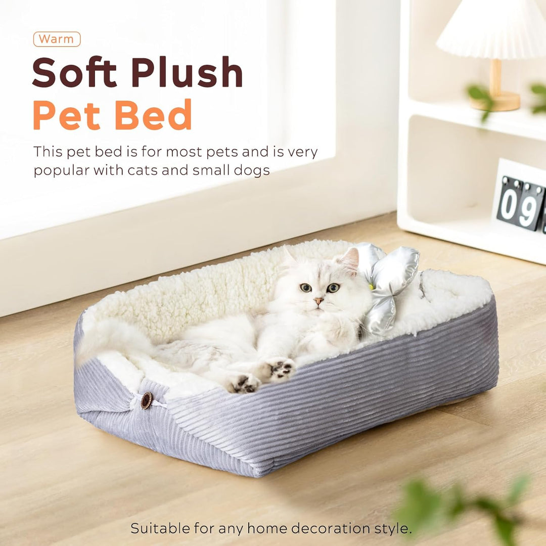 Weiches Katzenbett Waschbar 75x50 cm Plüsch Haustierbett für Kleine Hunde und Katzen - 2 in 1 Katzen