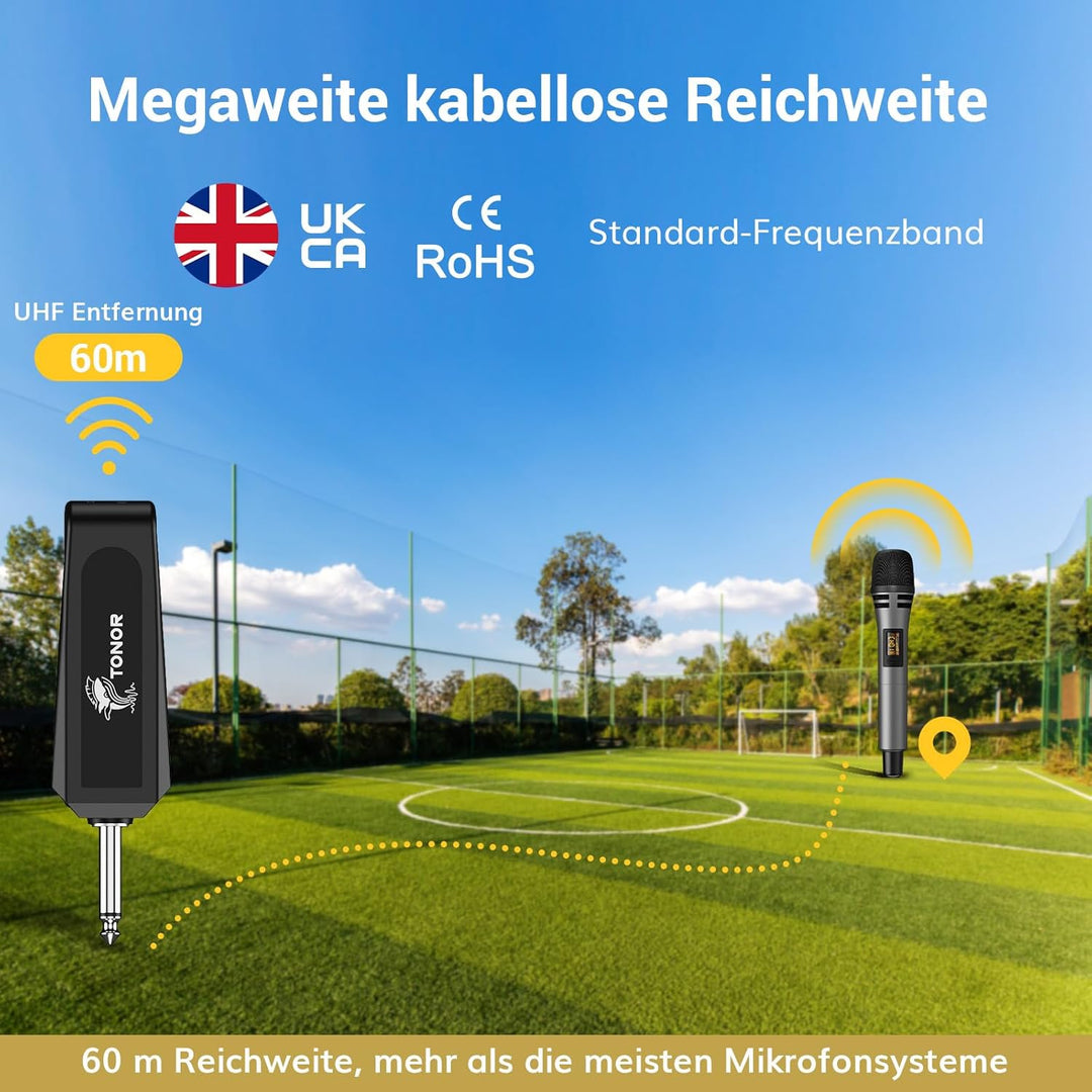 TONOR Mikrofon kabellos, drahtloses Funkmikrofon Wireless Microphone Handmikrofon dynamisch Microfon