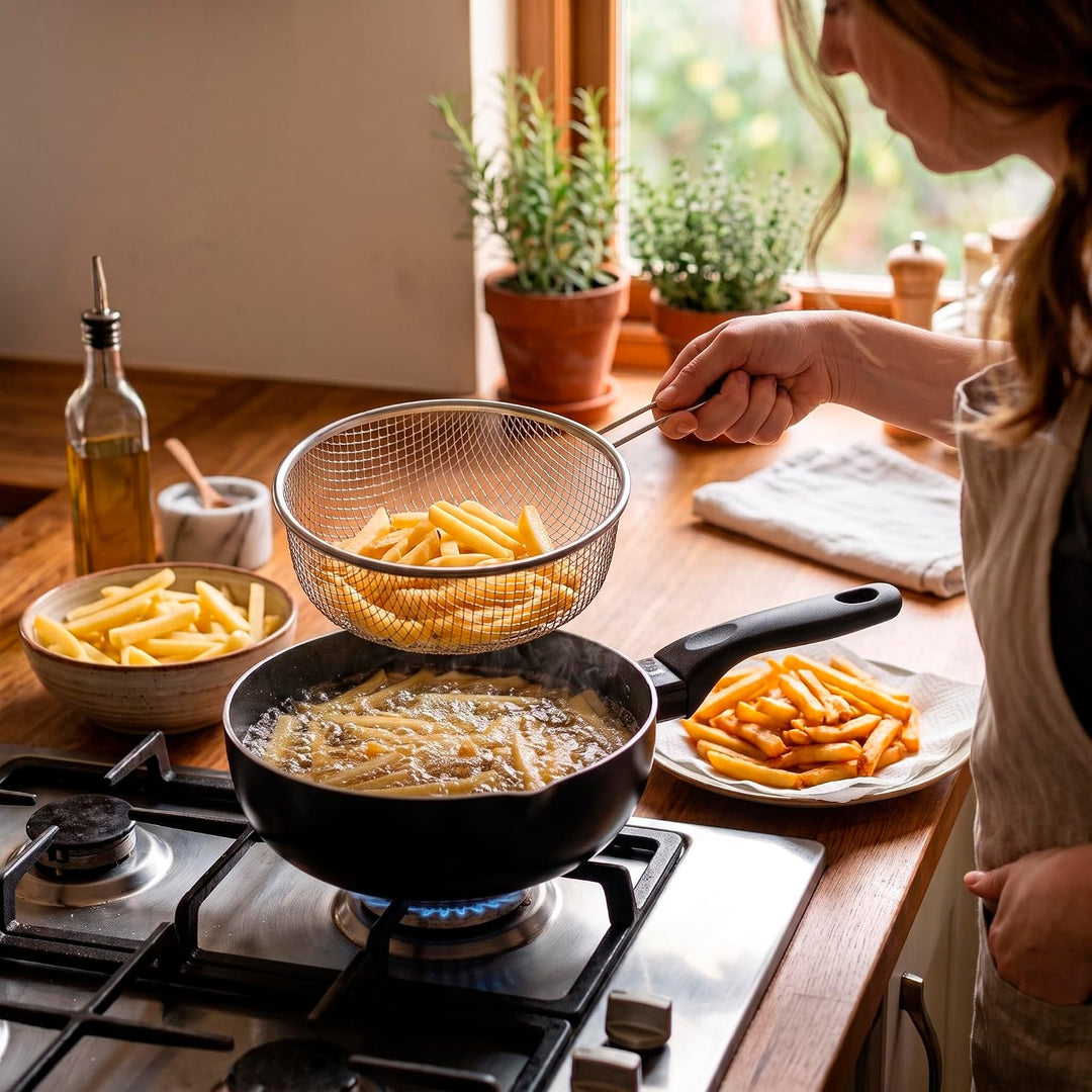MGE - Frittierpfanne - Induktion Schnell - Bratpfanne - Fritteuse - Wok - Schwarz - 26 cm