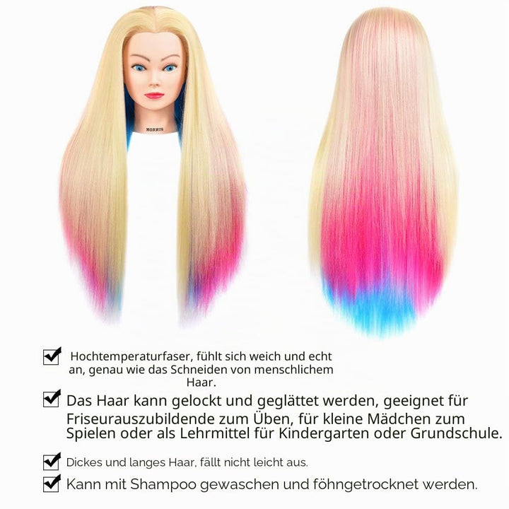 Mannequinkopf aus Kunstfaser, 66–71,1 cm lang, für Friseurtraining, mit Klemme (Kopf-613), Kopf-613