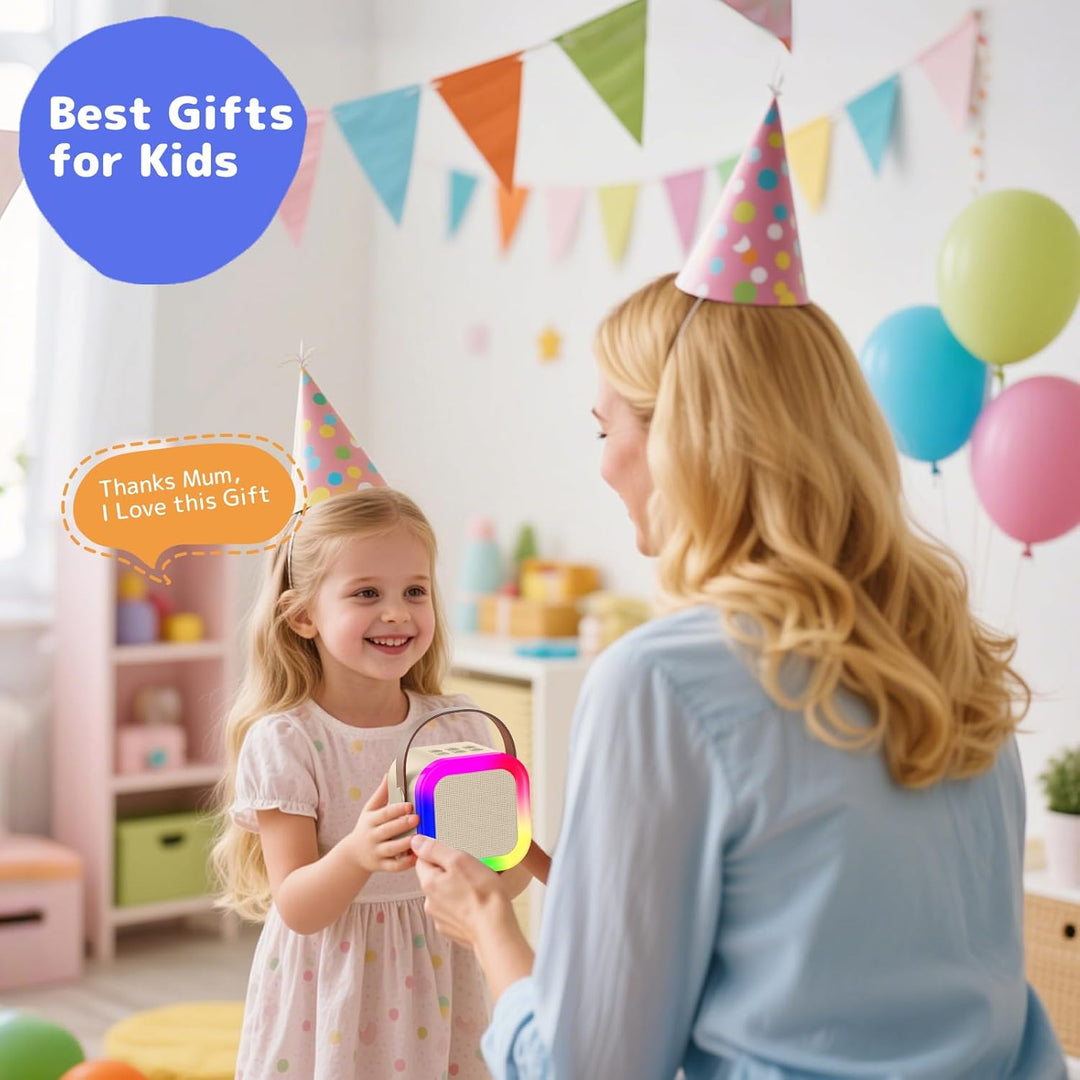 Fede Karaoke Maschine für Kinder Erwachsene, Mini Karaoke Maschine mit 2 Mikrofonen, Tragbarer Bluet