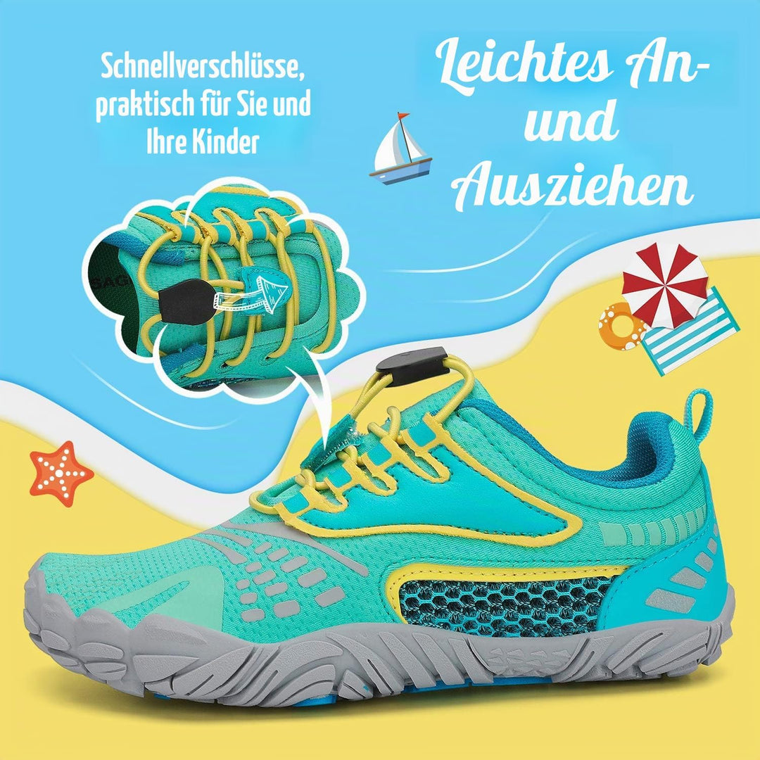 SAGUARO Kinder Barfussschuhe Schnell Trocknend Badeschuhe,24-36 EU 29 EU Grün Gelb, 29 EU Grün Gelb