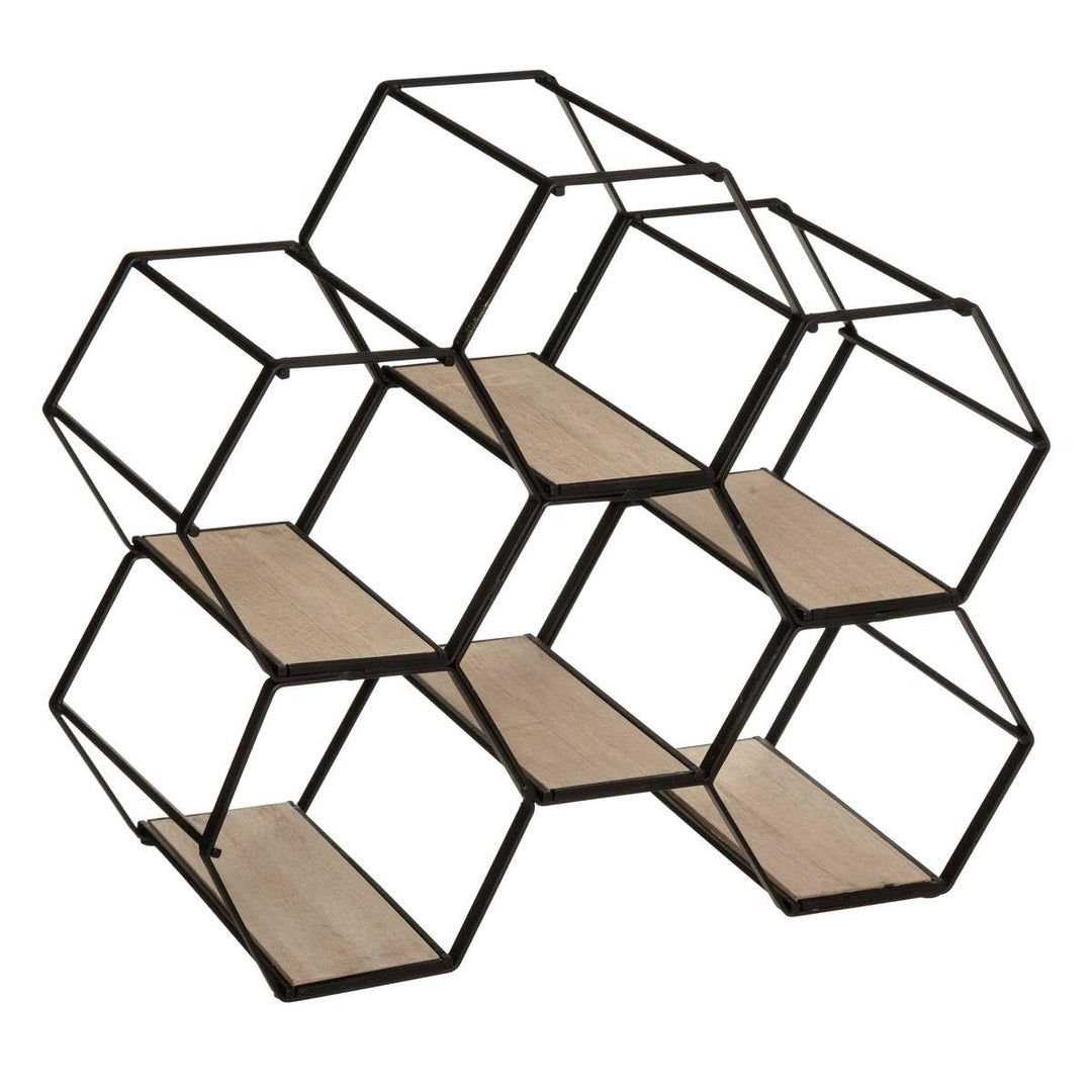 Atmosphera – Arty Flaschenregal mit 6 Fächern – Schwarz-Holzoptik, B 26 x H 30 cm, Wabenmuster – Für