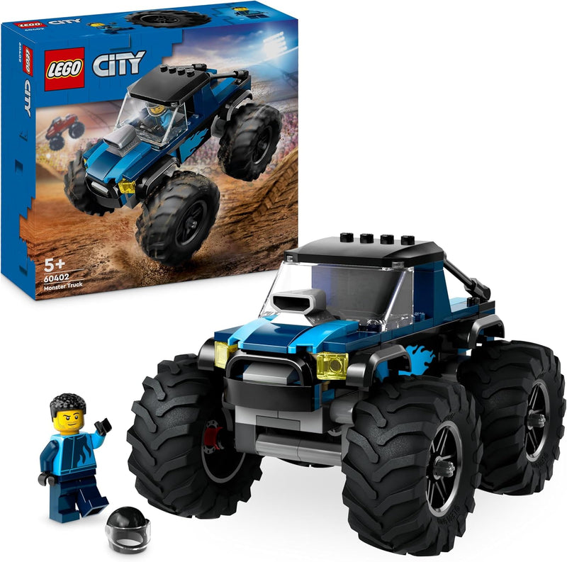 LEGO Creator 3in1 Tieflader mit Hubschrauber, Fahrzeuge-Set & City Blauer Monstertruck, Offroad-Auto