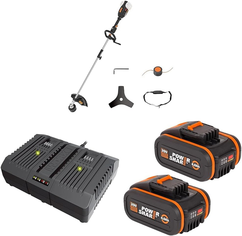 WORX Nitro WG186E.92 Akku Rasentrimmer & Freischneider 40V (2x20V) - leistungsstarker bürstenloser M