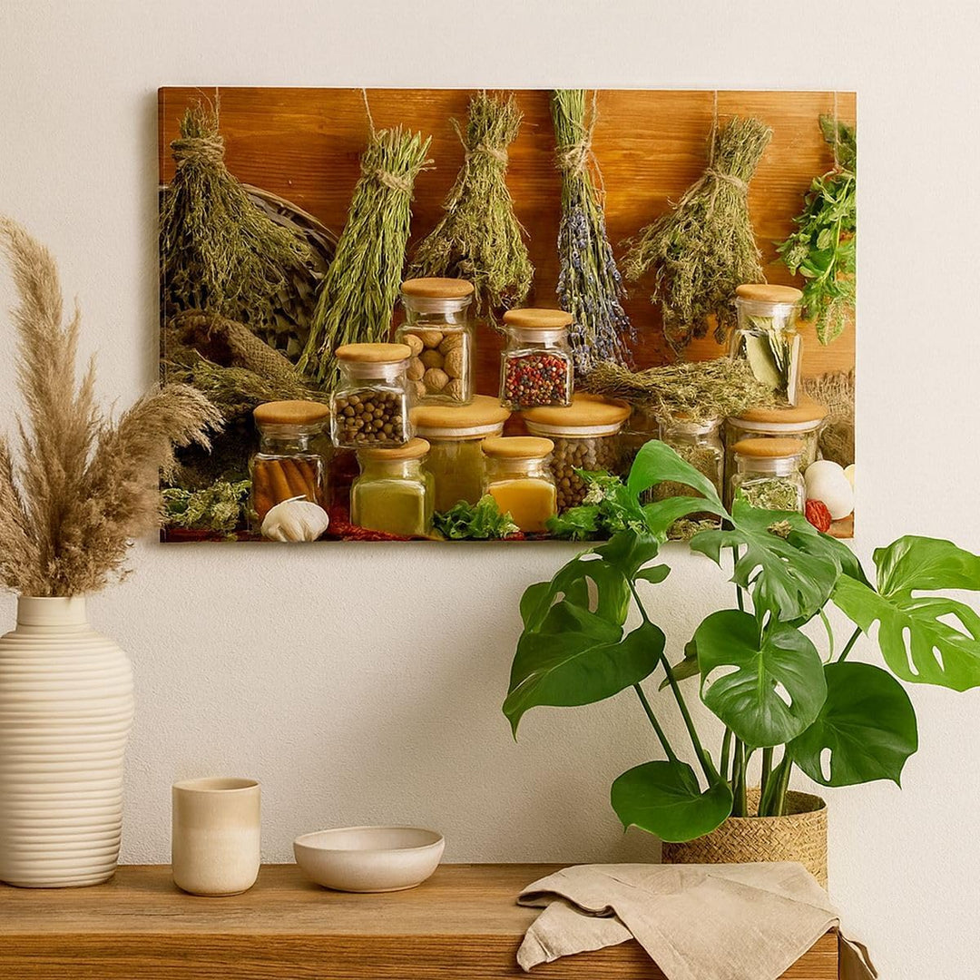 Bilder auf Leinwand 100x70cm Leinwandbild Aromatisch duft flasche kräuter Gross Wanddeko Bild Schlaf