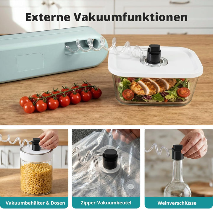 AIRMSEN 6-in-1 Vakuumiergerät Vollautomatisch mit Aufblasfunktion, Leistungsstarke Tiefenabsaugung,