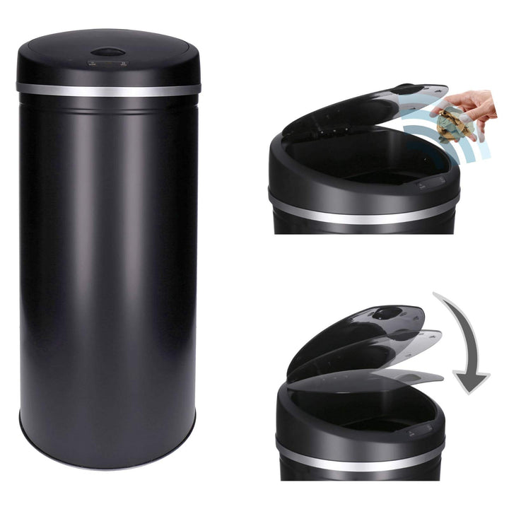 TALK-POINT TP Sensor Müll-Eimer, Abfall-Behälter aus Edelstahl, automatischer Deckel, rund, ca. 30 L