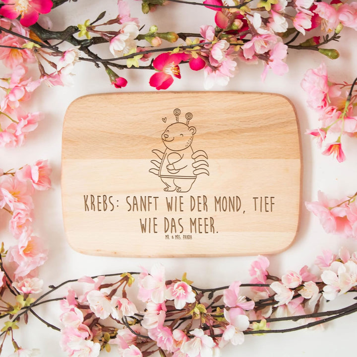 Mr. & Mrs. Panda Holz Servierbrett Krebs Astrologie - Geschenk, Sternzeichen, vesperbrett, Frühstück