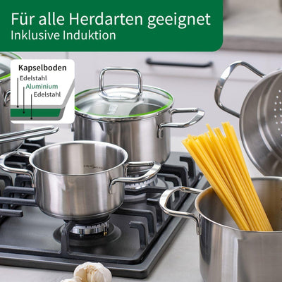 FACKELMANN Chefkoch Topf Ø20 cm München aus Edelstahl – Hochwertiger Kochtopf Ausschüttfunktion – Fü