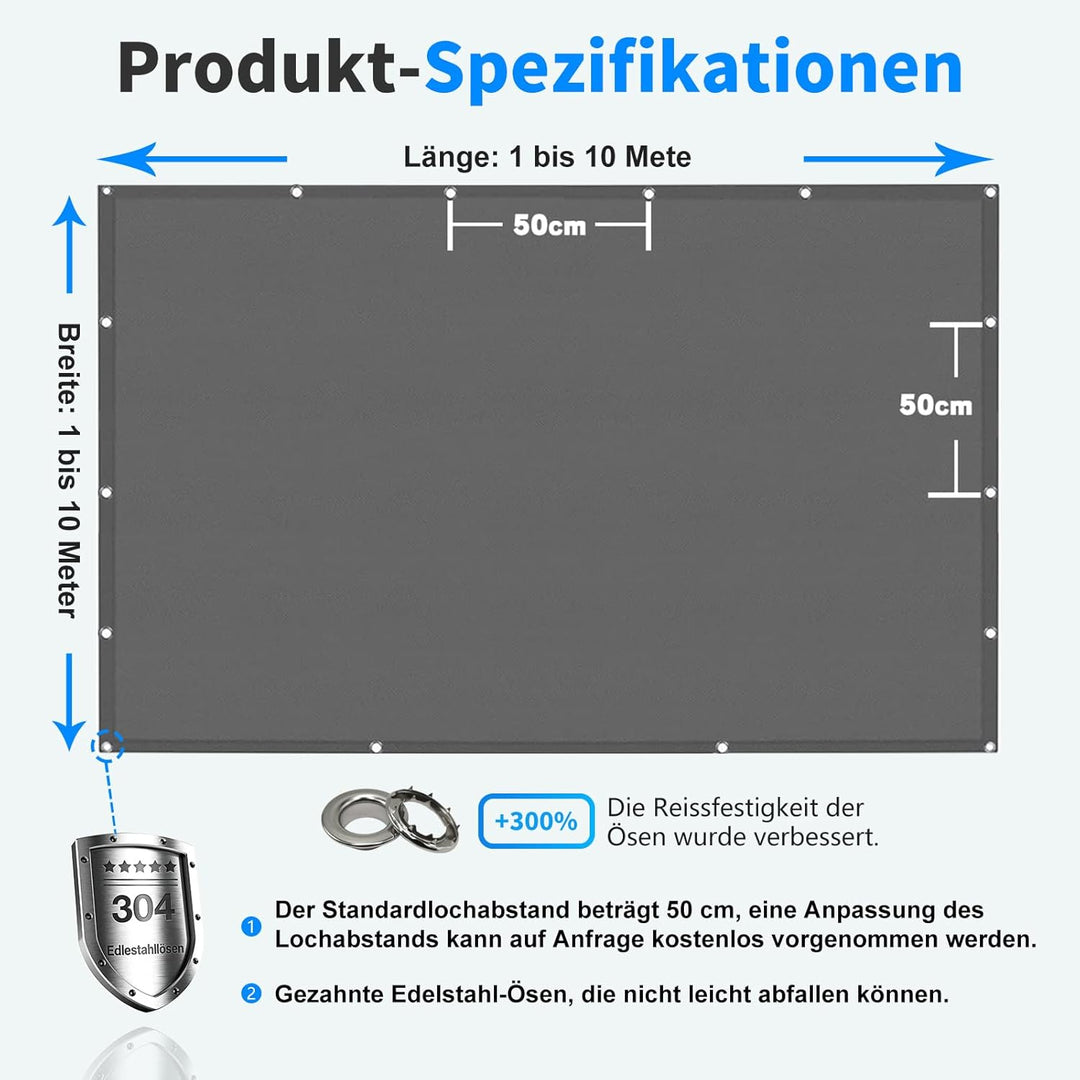 Sonnensegel Rechteckig, Terrassen Windschutz mit Seil, Sonnensegel Wasserdicht mit ösen, Sonnenschut