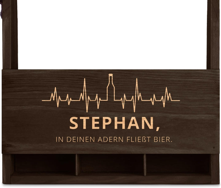 Maverton Bierträger für 6 Flaschen 0,5L + Gravur - Männerhandtasche mit Flaschenöffner - Grösse: 25x