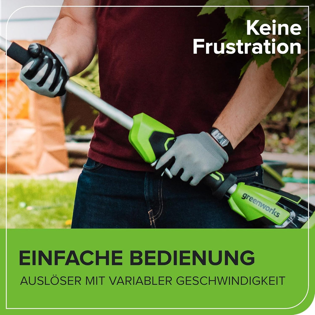 Greenworks G40PSFK2 Akku Hochentaster,20 cm Blattlänge, 8 m/s Kettengeschwindigkeit, 3,64 kg, automa