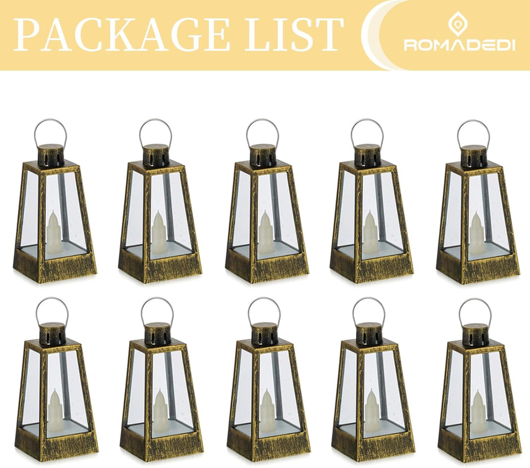 Orientalische Laterne Gold Weihnachten Tischdeko - Romadedi 10er Set Mini LED Laterne Metall mit Bat
