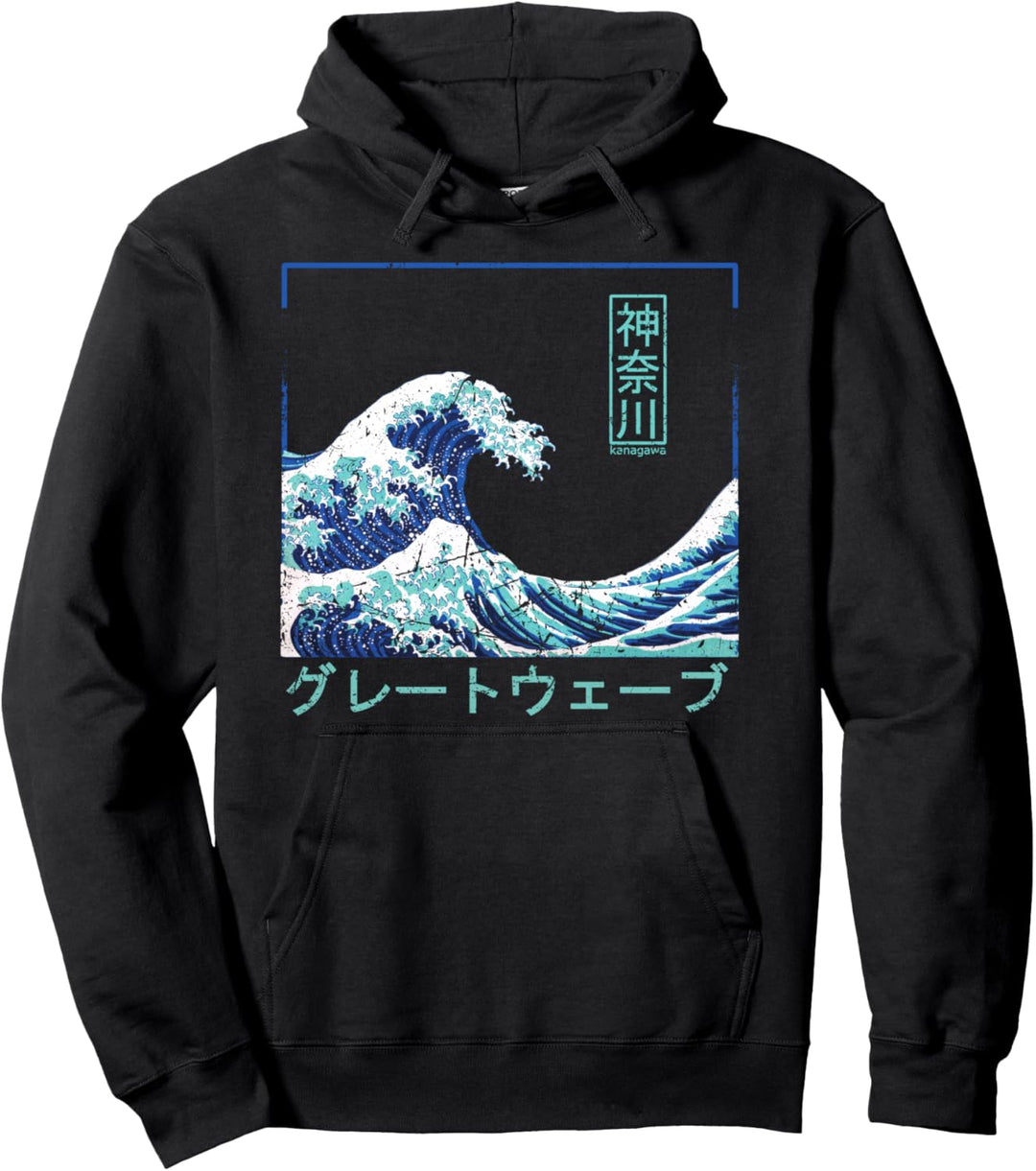 Vintage Asia Great Wave off Kanagawa Japan Pullover Hoodie