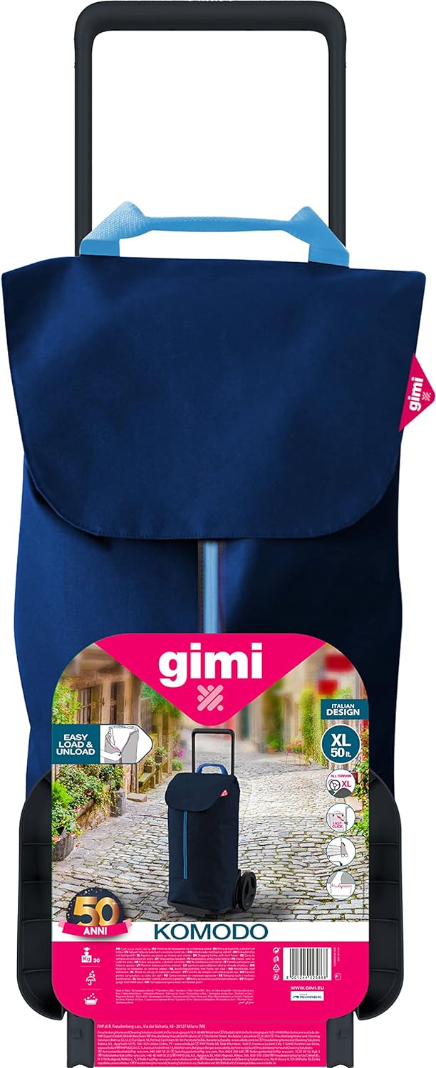 Gimi Komodo Einkaufswagen, Stahl und Polyester, Blau, 1.25 picometer One Size Blau, One Size Blau