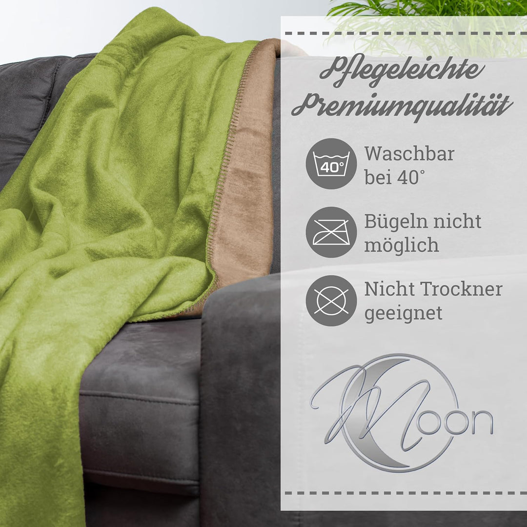 Moon Doubleface Kuscheldecke, Wohndecke aus Baumwollmischung - ca. 150x200 cm mit geketteltem Rand (