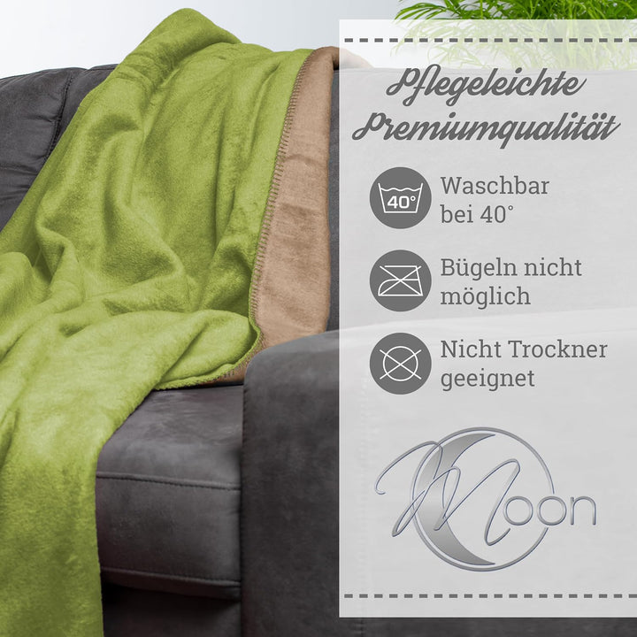 Moon Doubleface Kuscheldecke, Wohndecke aus Baumwollmischung - ca. 150x200 cm mit geketteltem Rand (