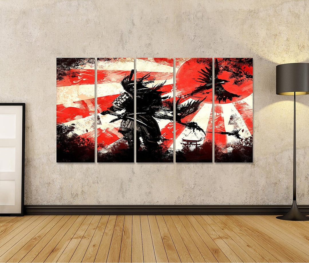 islandburner Bild auf Leinwand Samurai Kämpfer Krieger Vor Dem Hintergrund Eines Hellen Sonnenunte B