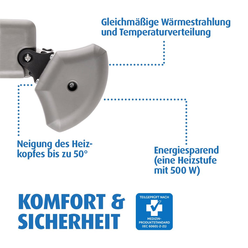 Reer Wickeltischstrahler EasyHeat, Wand-Heizstrahler, Wärmelampe fürs Baby, kompaktes Design, weiss,