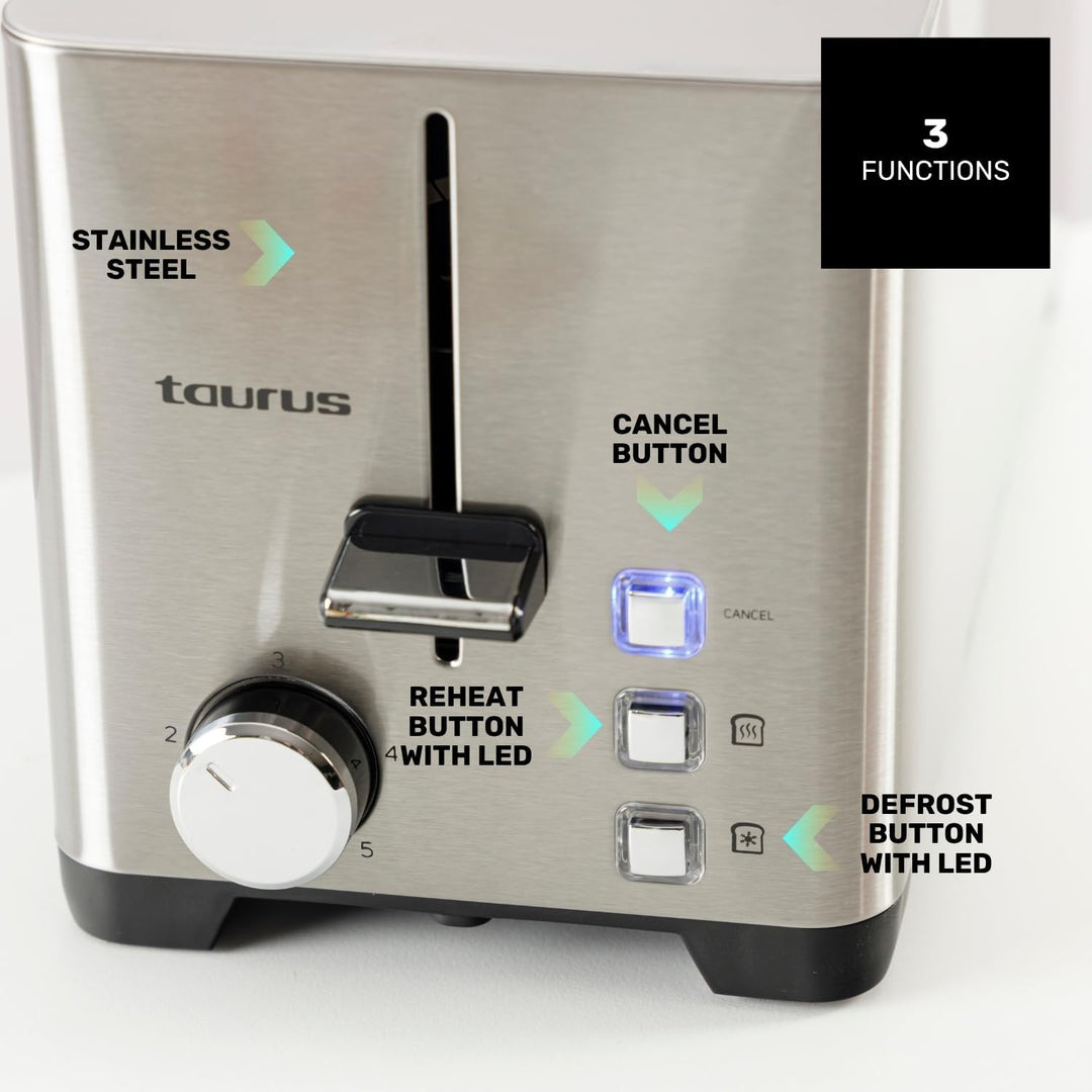 TOSTADOR TAURUS MYTOAST LEGEND DUPLO 1400/W 2 extra lange Schlitze, 2 extra lange Schlitze