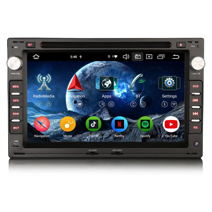 Erisin 7 Zoll 8-Kern 4GB+64GB Android 14 Autoradio Bluetooth GPS Navi für VW Passat B5 Jetta Golf 4