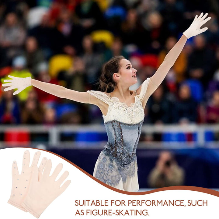 BESPORTBLE 1 Paar Eiskunstlauf-Handschuhe Mit Kristallen -Wettkampfhandschuhe Glitzernde Strassverzi