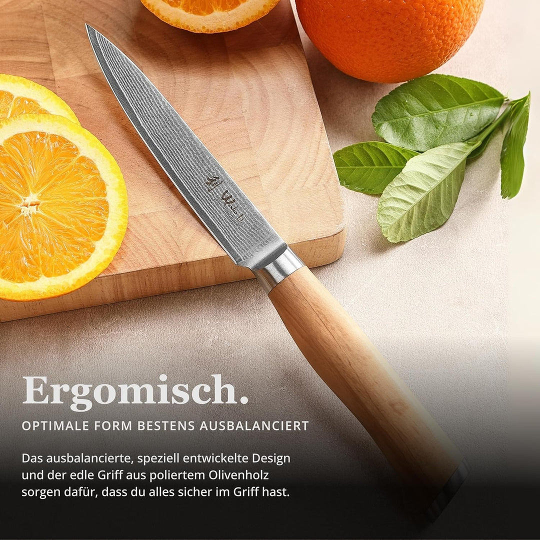 Wakoli Olive Damastmesser Allzweckmesser extrem scharfe 12,50 cm Klinge aus 67 Lagen I Damast Küchen