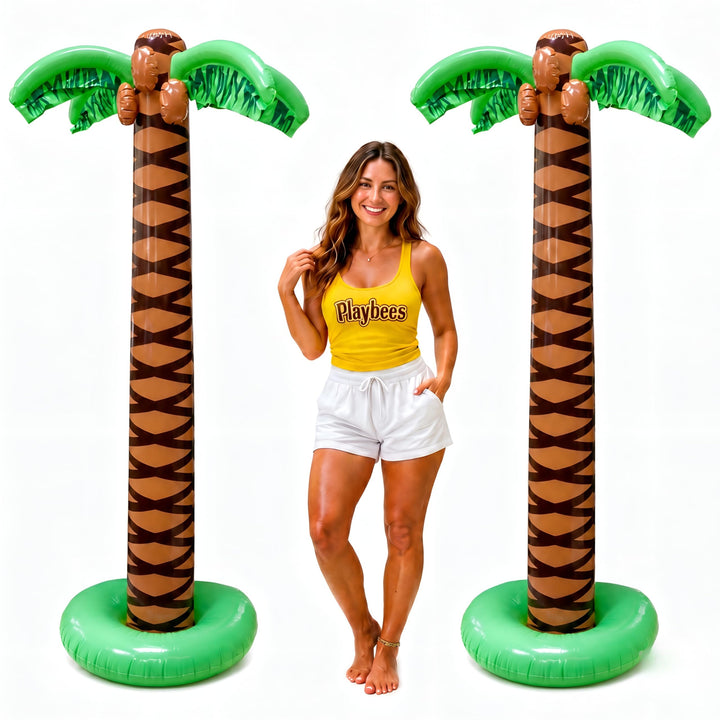Playbees Riesige aufblasbare Palmen – 2 Stück – 1,8 m, super stabile künstliche Bäume für Luau-Party
