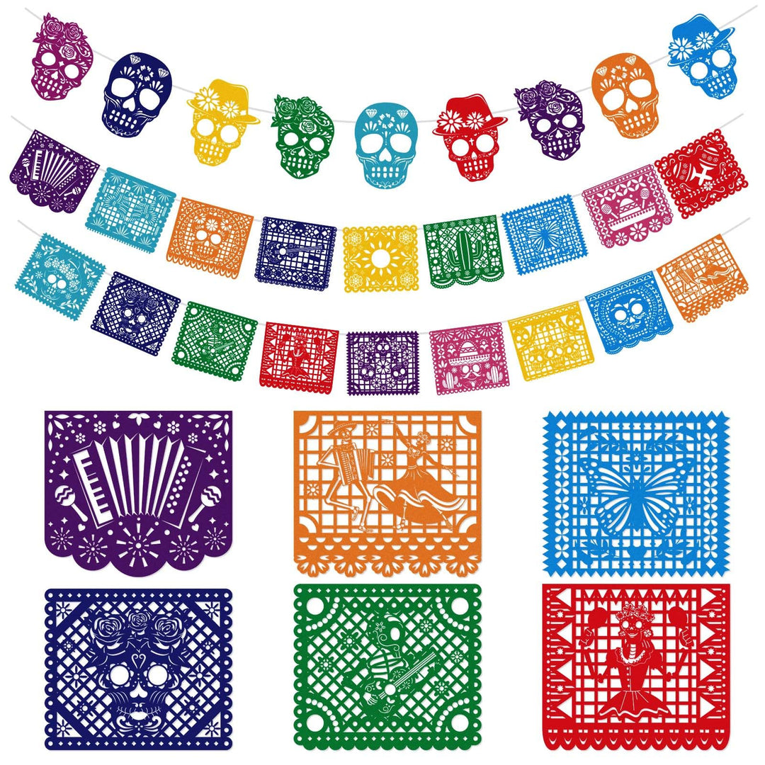 HOWAF 27 Dia De Los Muertos Deko Tag der Toten Banner Filz Dia De Los Muertos Girlande Mexiko Hallow
