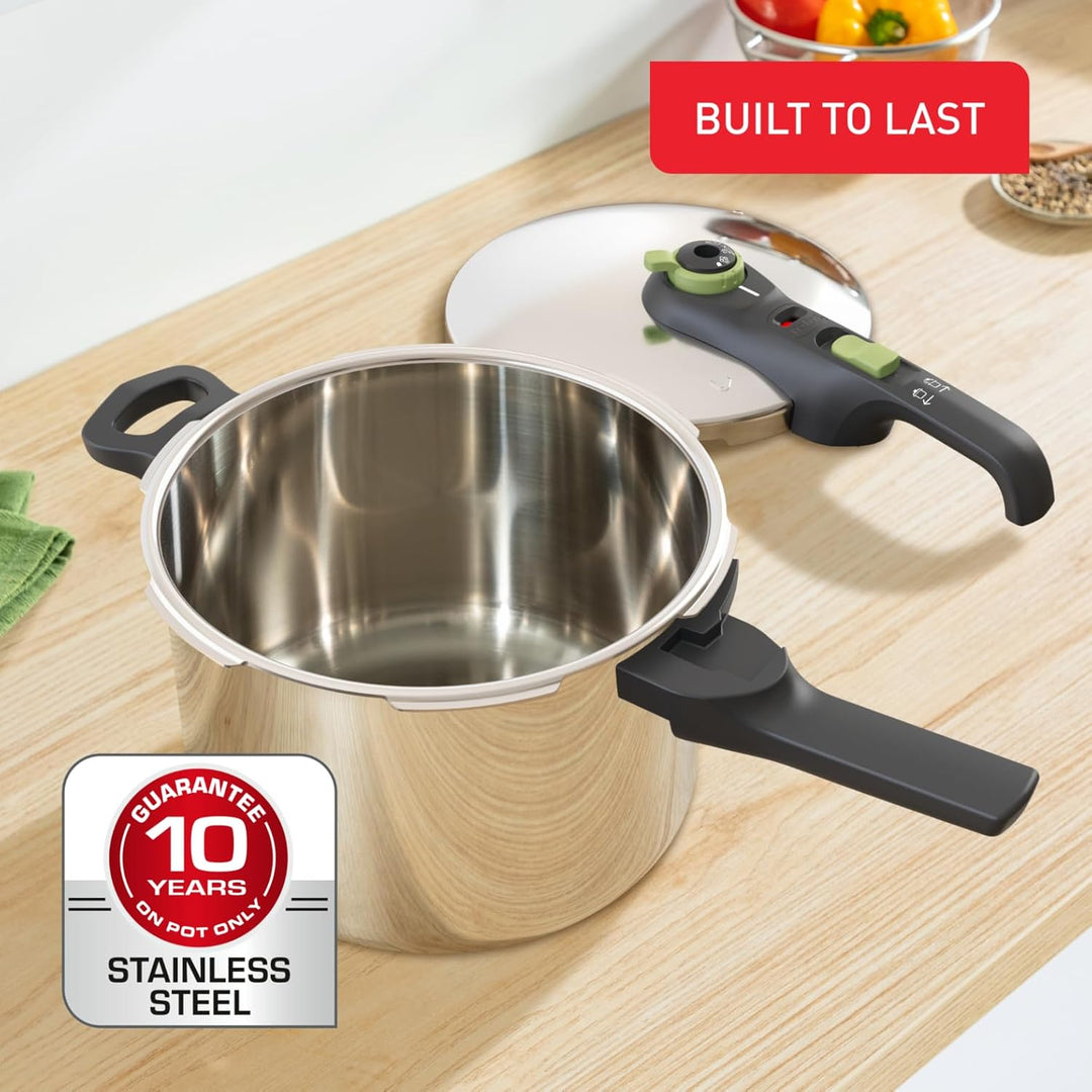 Tefal P2580702 Secure Trendy Schnellkochtopf 6 L mit Korb | 2-Stufen-Garregler: Intensivstufe 117°C,