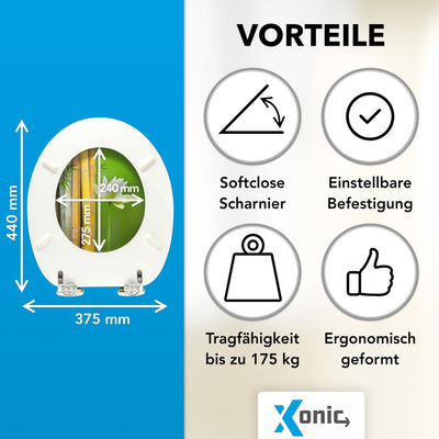 Xonic Design WC-Sitz - Premium Klo-Deckel - Toilettensitz mit Absenkautomatik - hochwertige Klobrill