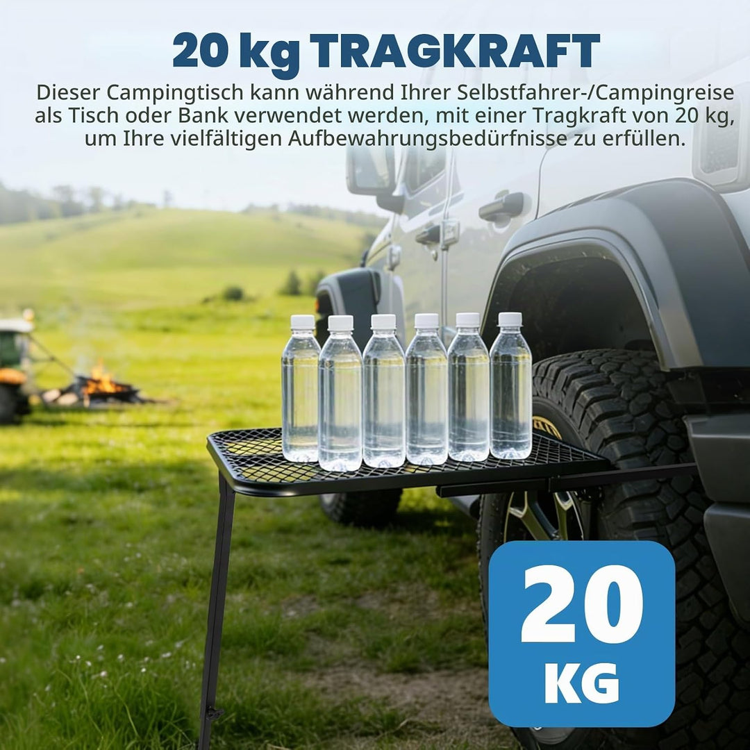MXBAOHENG Autoreifen-Tisch Camping 68 * 50 cm Tragbares Autoreifen Picknick Höhenverstellbarer 60-90