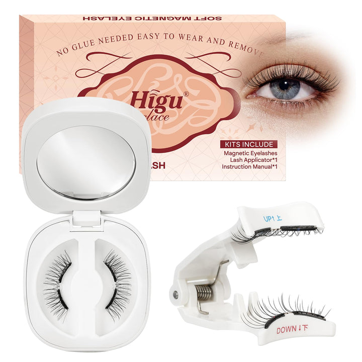 Higu clace Magnetische Wimpern,Magnet Wimpern Ohne Eyeliner,Magnetische Wimpern mit Applikator,Wimpe
