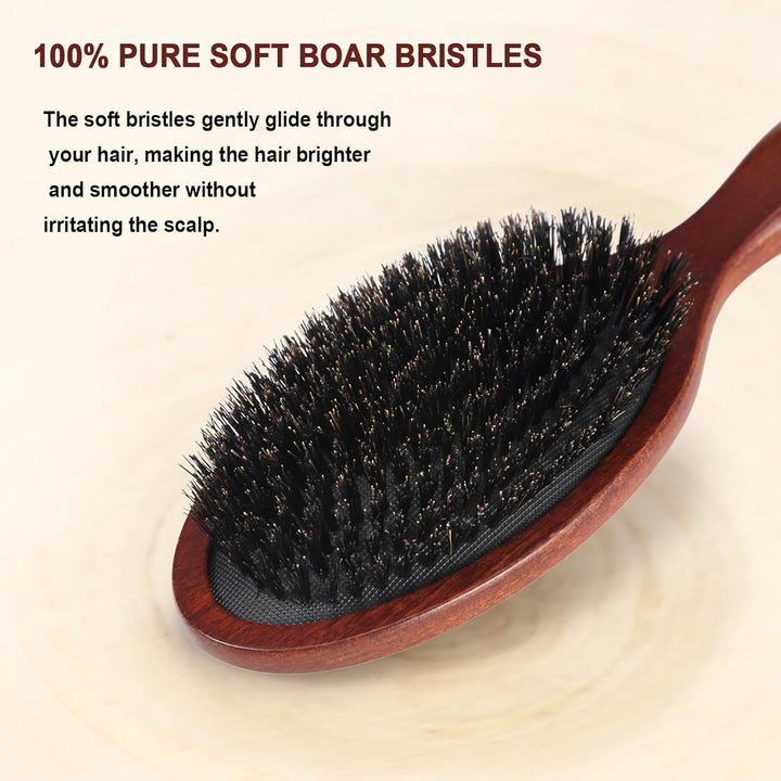 BESTOOL Haarbürste, 100% Wildschweinborsten Bürste für Damen, Herren, Kinder, Naturborsten Haarbürst