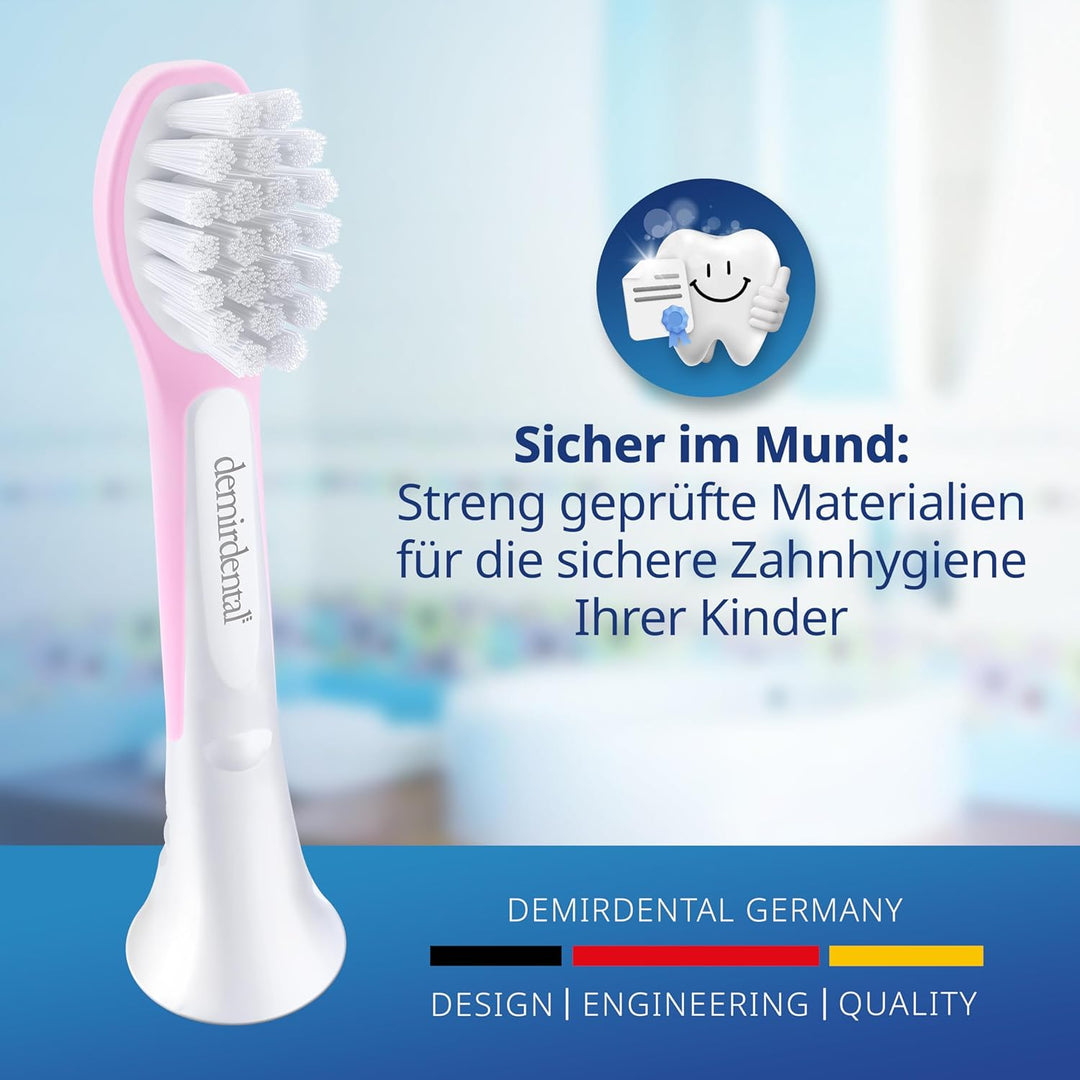 demirdental Kinder Ersatzbürsten passend für Philips Sonicare Kids, Compact Mini Bürstenköpfe für 3-