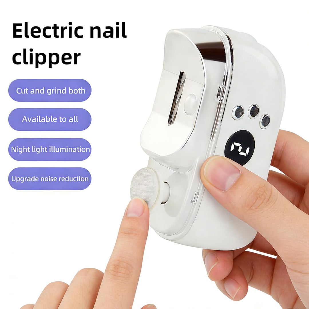Elektrischer Nagelschleifer +Adlerknipser Set - 3-in-1 mit integriertem Purpurlicht, 3 Geschw, leise