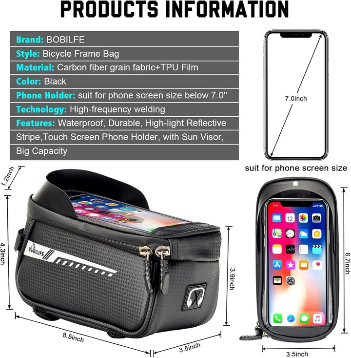Fahrrad Front Rahmen Telefonhalter Tasche - Fahrrad Wasserdichtes Oberrohr Radfahren Handy GPS Mount