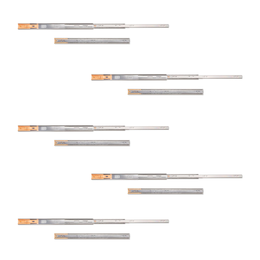 Emuca Seitliche Führungen für Schubladen mit Kugellager 45 mm x 550 mm;5 Stück L 550mm Verzinkt, L 5