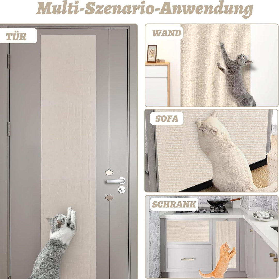 Kratzmatte für Katzen, 40x200 cm, Wiederverwendbar, Selbstklebende Kratzmatte aus Polyester, Kratzsc