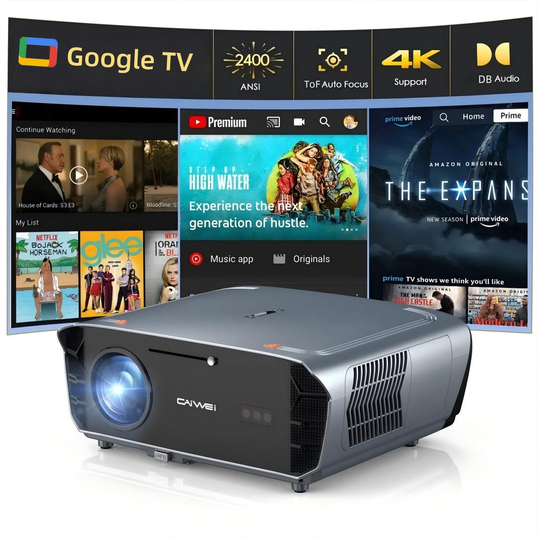 Smart 4K Beamer mit Zertifizierten Apps DB Audio,TOF Autofokus 2400 ANSI Projektor Tageslicht 4K HDR