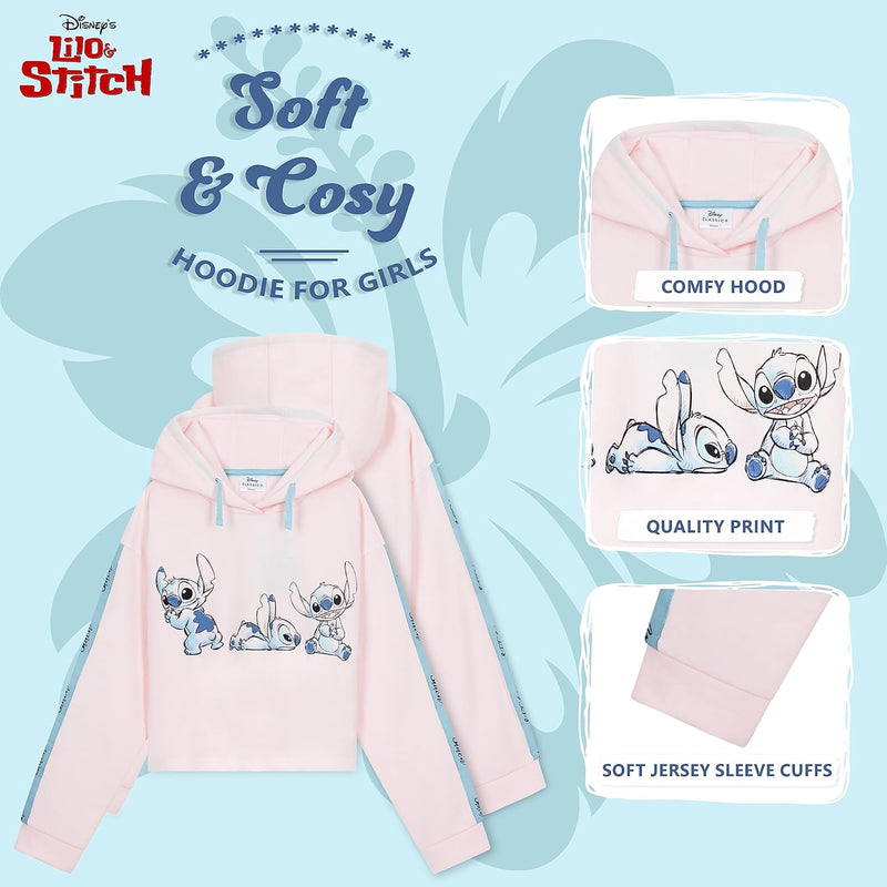 Disney Stitch Kapuzenpullover Mädchen Cropped Hoodie Kinder Teenager 7-14 Jahre - Hoodie Mädchen Ges