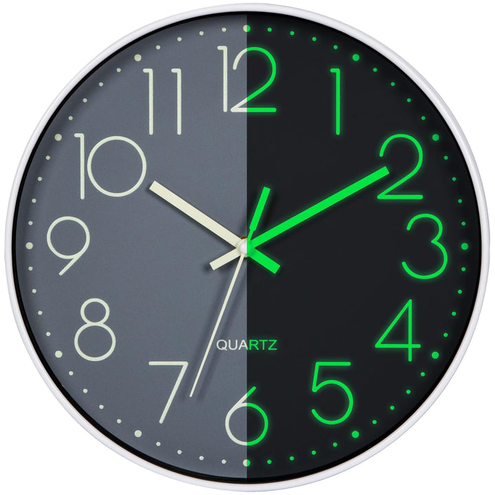 VIVILINEN Wanduhr Leuchtend Ohne Tickgeräusche Quartzuhr 30cm Batteriebetriebene Uhr Lautlos Hängeuh